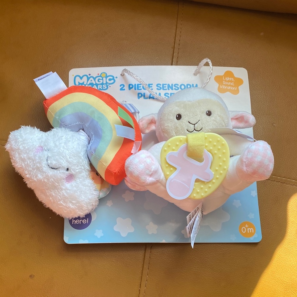 Plush Rainbow and Lamb Set w Lights Sounds Vibration